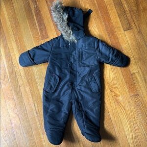 Rothschild Black Snowsuit with Faux Fur Trim